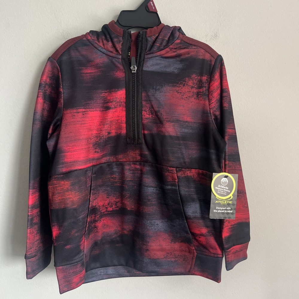 Athletic Works Boys Tech Fleece Pullover-Merlot Wine Print- S (6-7)-NWT